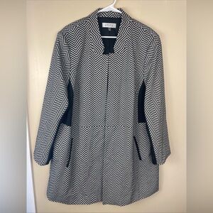 NWOT Kasper Women’s Black and White Chevron Striped Blazer Suit Coat Plus 24W